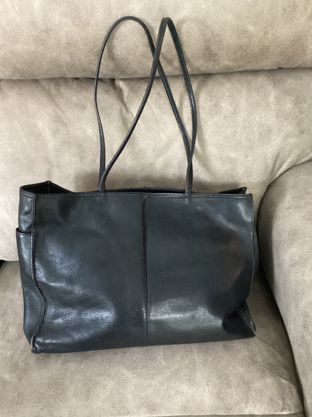 Vintage Hobo international leather black shoulder tote bag columbia